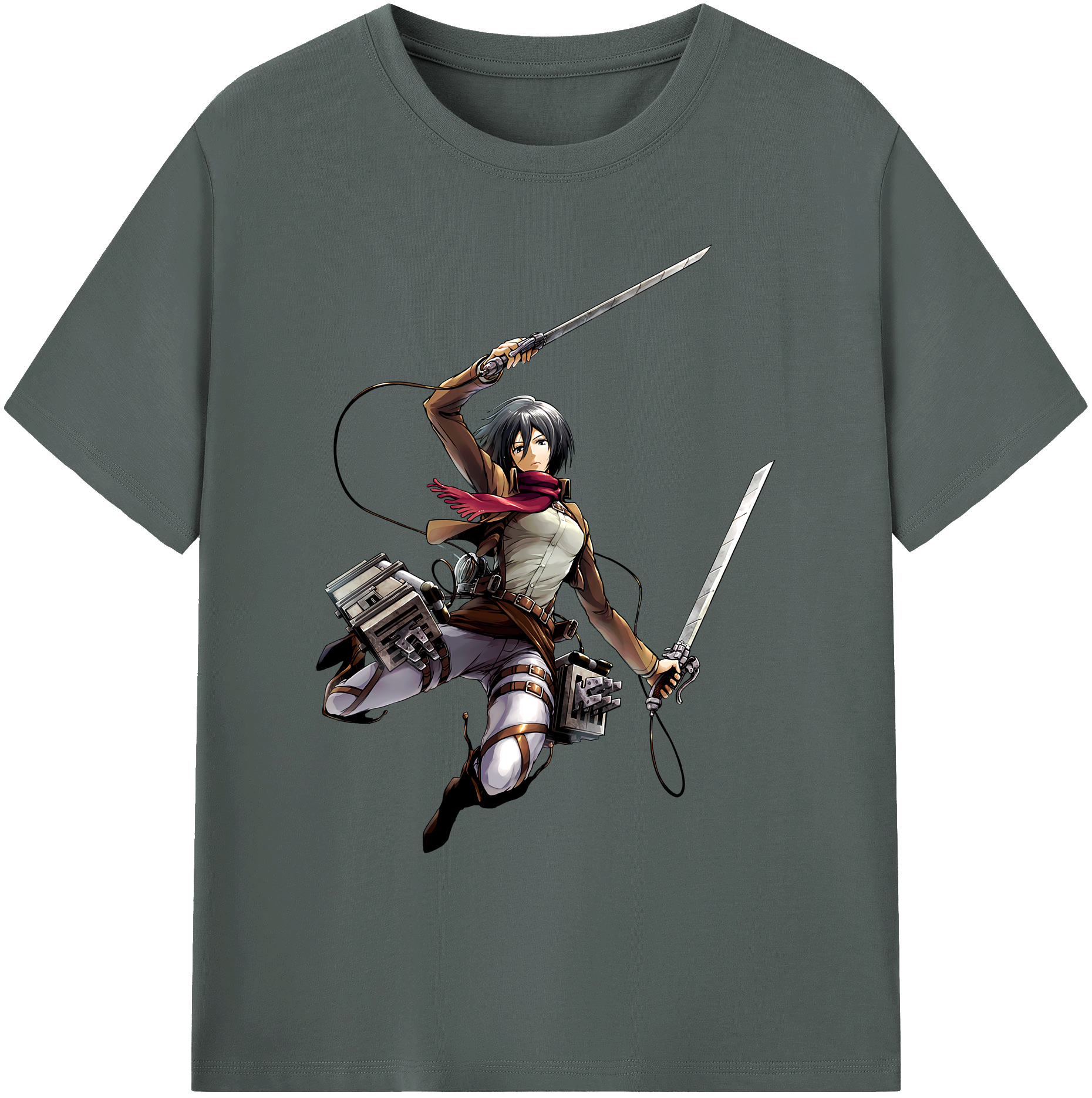 （画像用） 進撃の巨人 ミカサ·アッカーマン Attack on Titan Mikasa Ackerman 綿100％ メンズ半袖Tシャツ｜肌触りやわらか＆通気性
